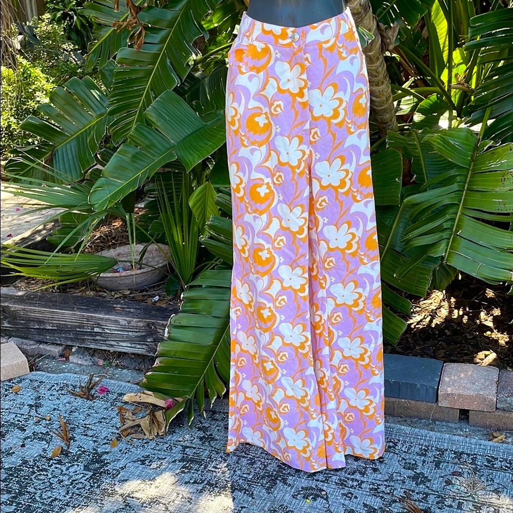 Princess Polly retro 60s floral print bell bottom jeans